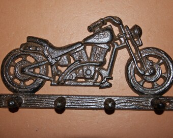 Key Rack BIKE RIDER HARLEY Coat Hooks Cast Iron MOTORCYCLE Towel Hat Hook