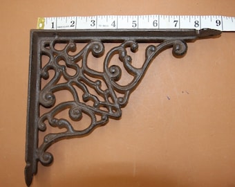 Old Ornate Scroll Design Shelf Brackets, Cast Iron, Fits UpTo12" Shelf, Free Ship, B-63