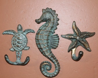 Beach Christmas Collection 3pc Wall Hooks Beach Decor, Ships Free Bl-77 N-24, 61b