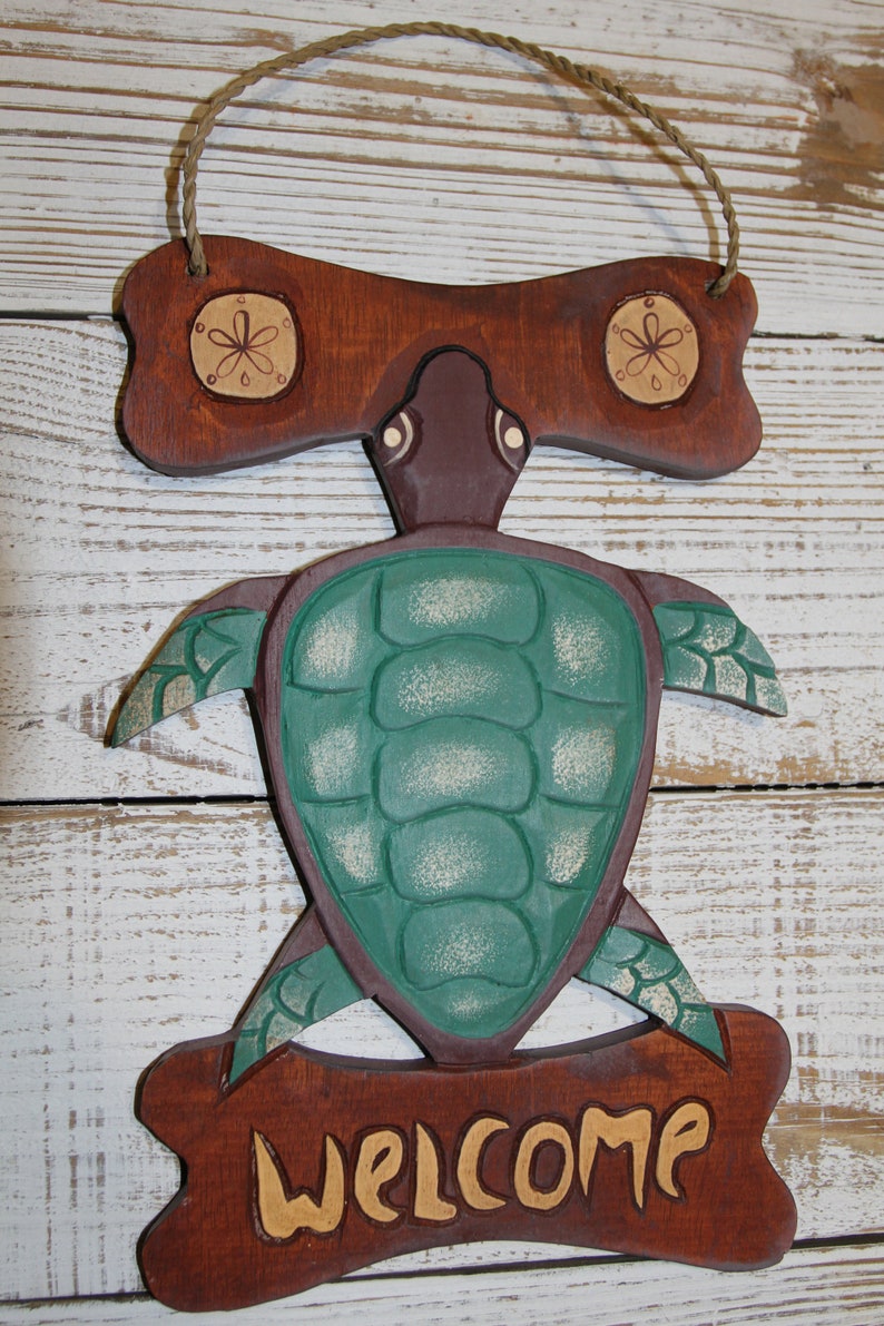 Beach House Turtle Welcome Wood Sign Turtle Decor Free - Etsy