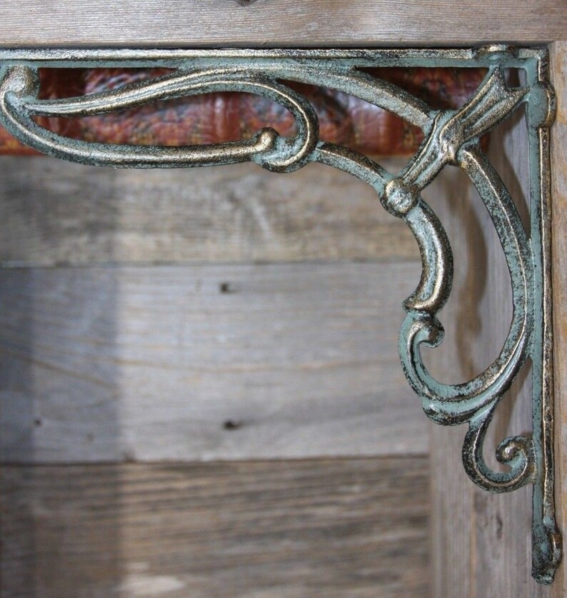 Antiquestyle Art Deco Bronzelook Shelf Brackets Solid Cast Etsy
