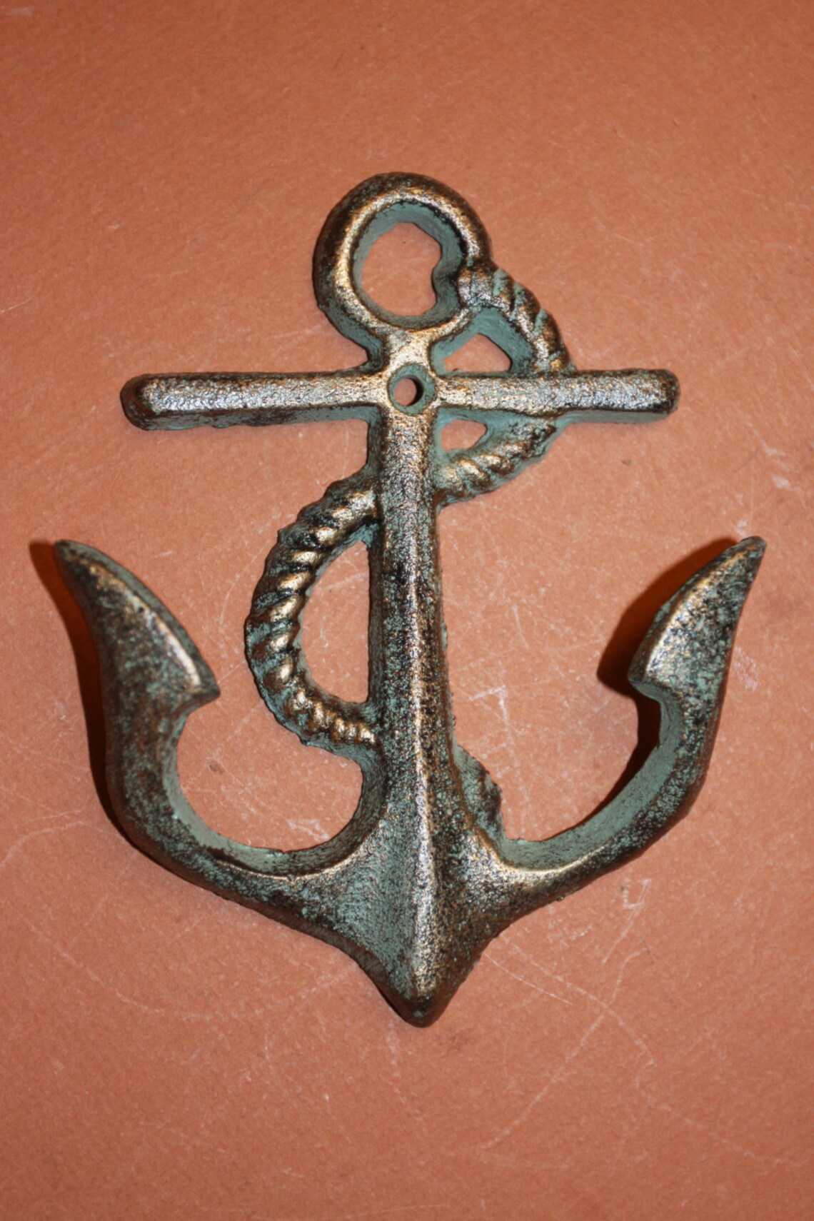 2 ANCHOR Wall Hooks Free Shipping Cast Iron Bronzelook Etsy