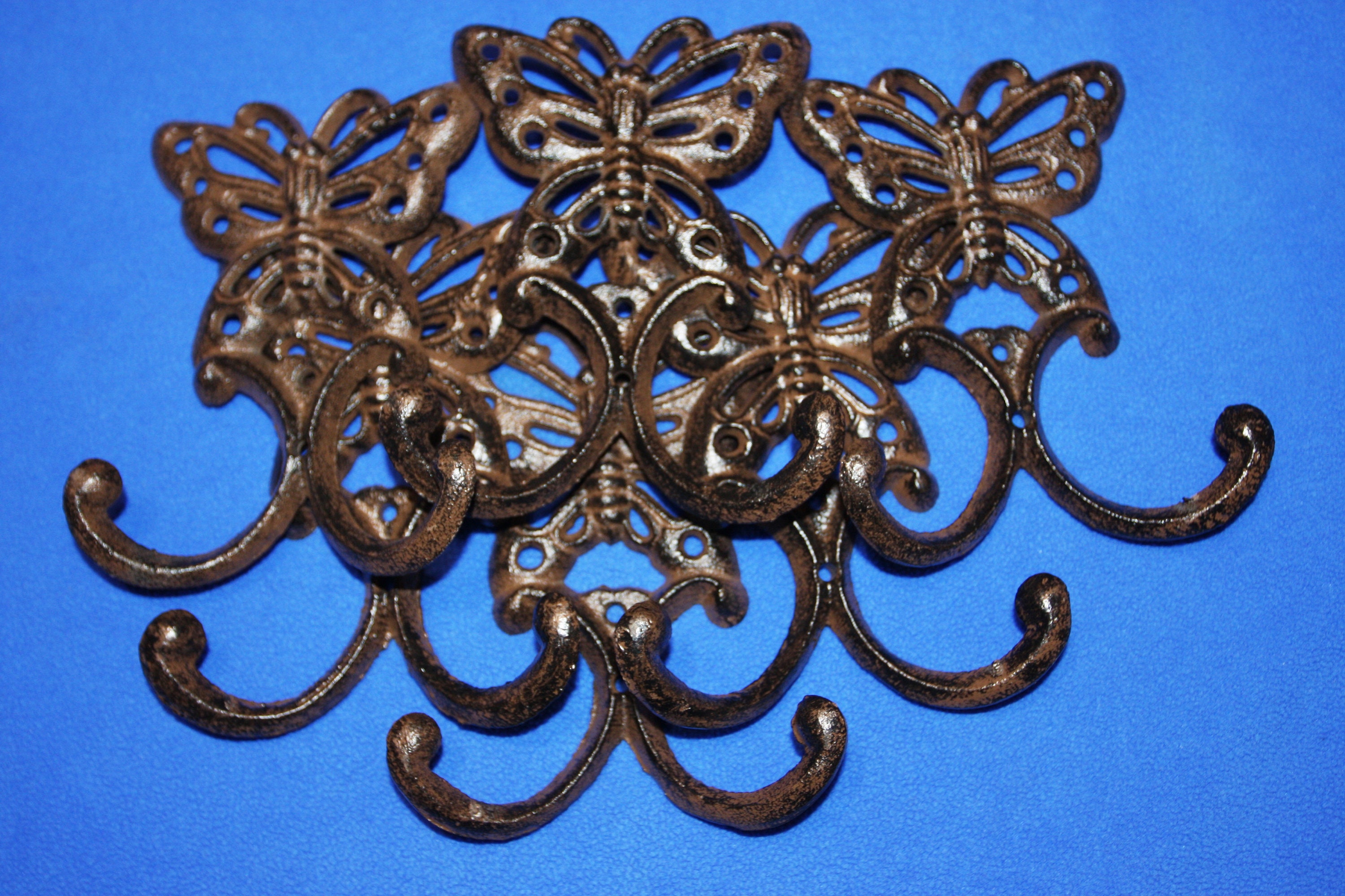 4 pc Butterfly Garden Hooks Double Hooks Cast iron Free Etsy