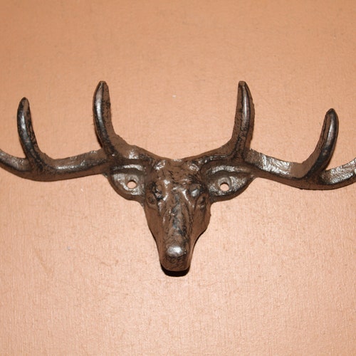 Grand Prize Deer Collection, Deer head Wall Hooks, Cast Iron, Free Ship shops W-73 H-20 H-122 W-34