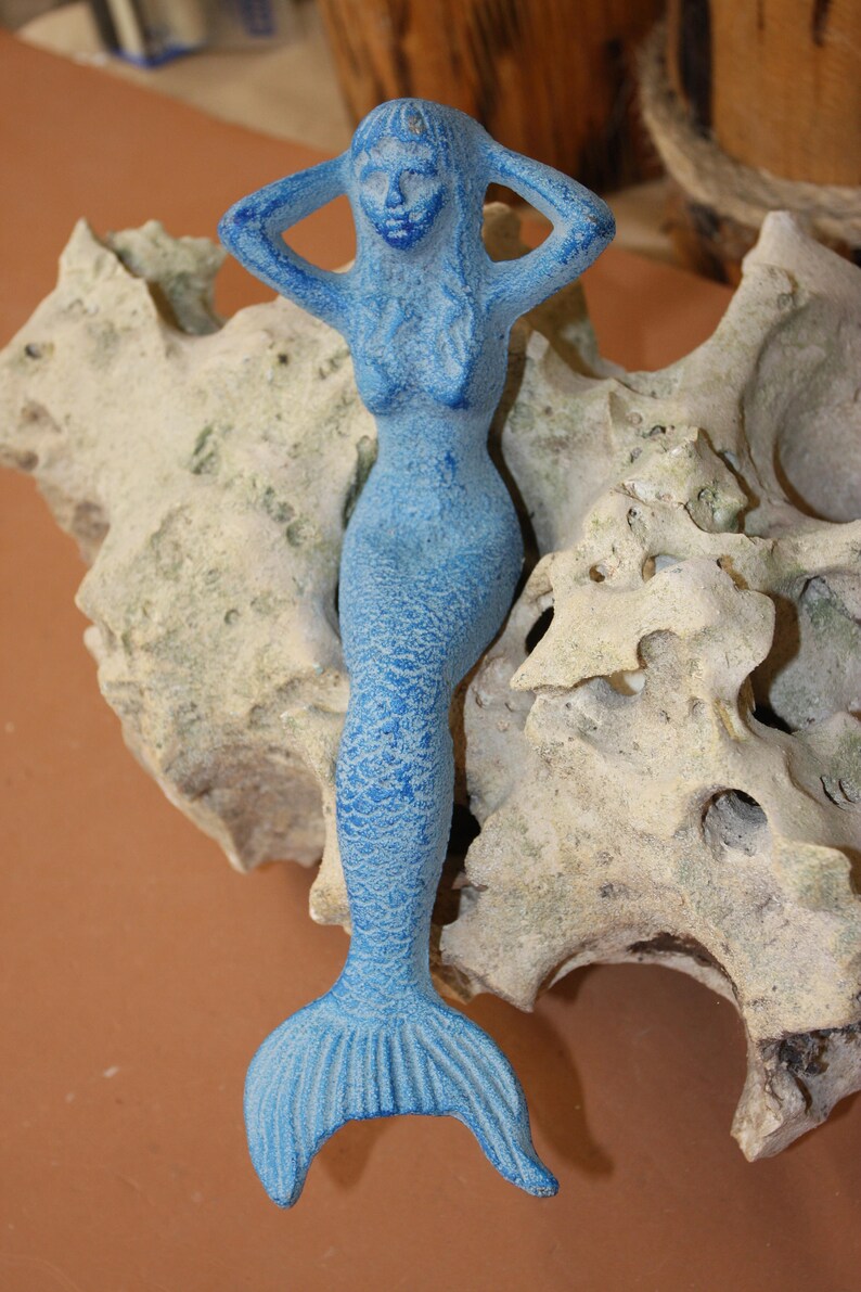 5 pc Blue Mermaid shelf sitters and mermaid wall hooks Free Shipping