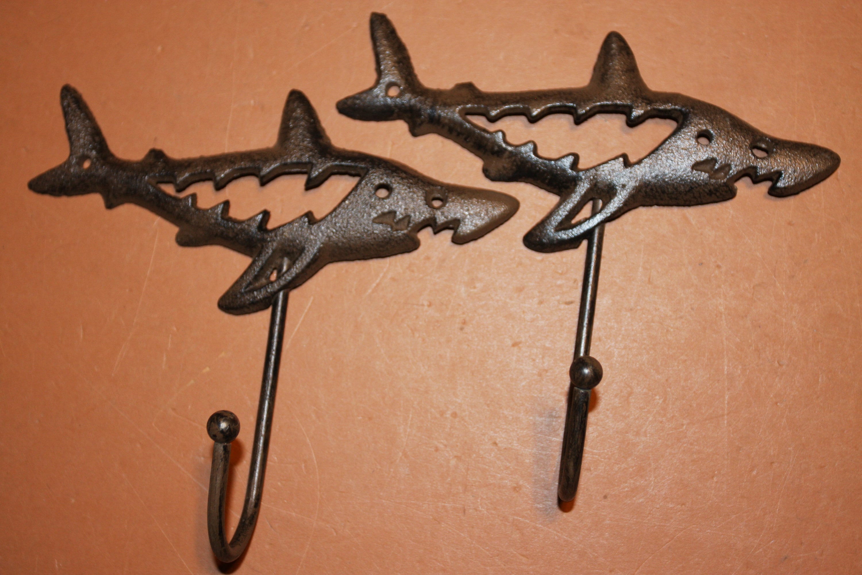 Boat House Decor ,shark Wall Hooks. Island Decor, Cast Iron, Free