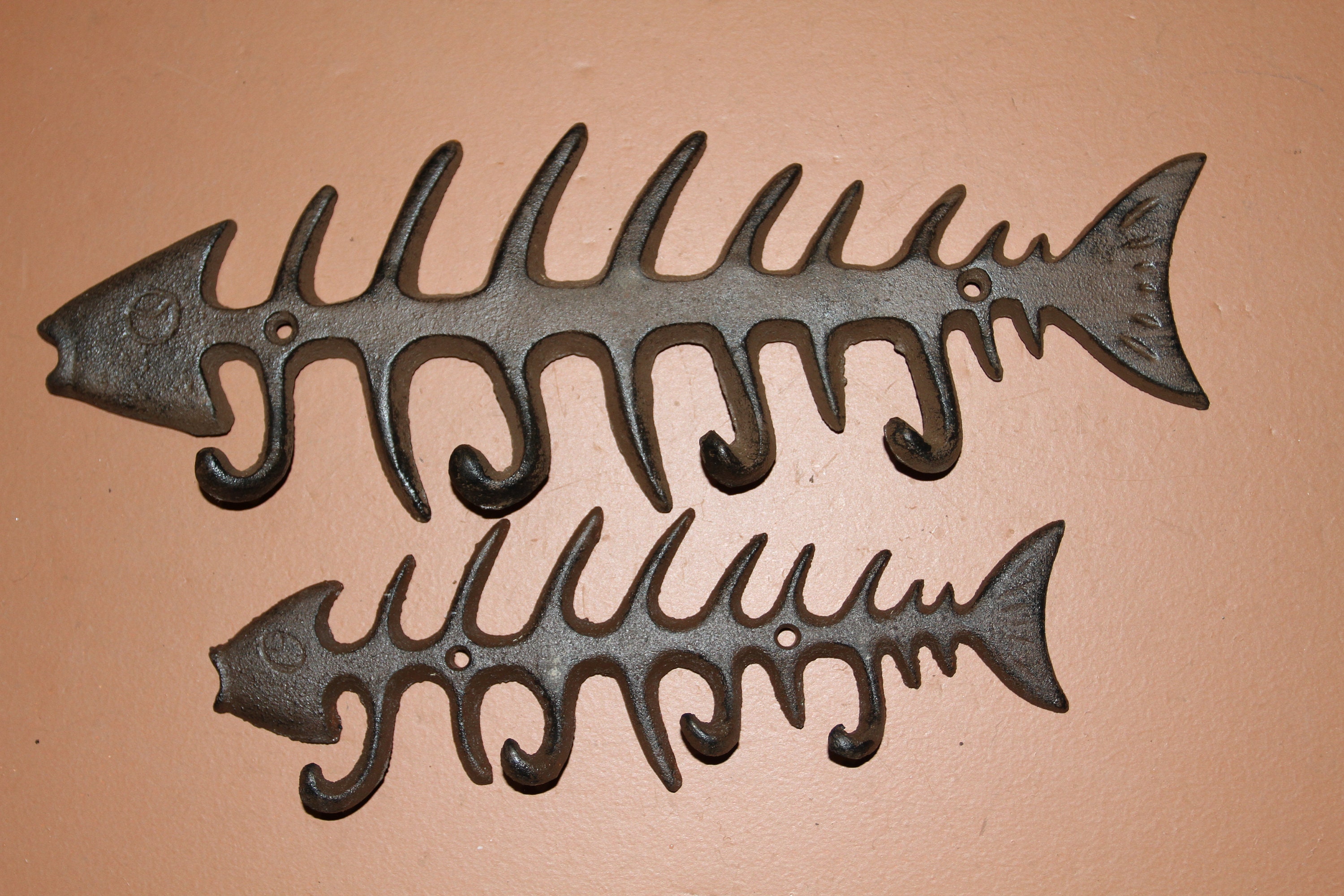 Cast Iron Fish Bone Wall Hook, Fishing Shack Hook, Free Ship, N