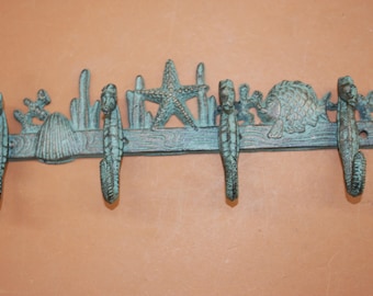 Beautiful Seahorse design antiqued-style Wall Hook Rack, Free Shipping H-32