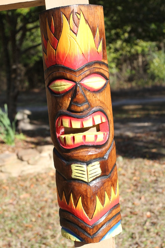 Colorful Tiki Wood Wall Mask Tropical Bar 20" Man Cave 