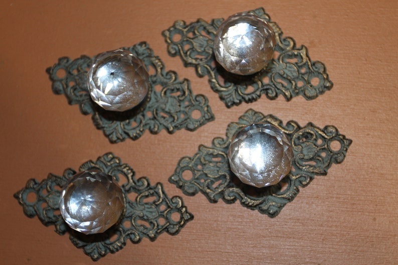 Antique Reproduction Glass Vanity Knobs Free Ship Hw62 Etsy