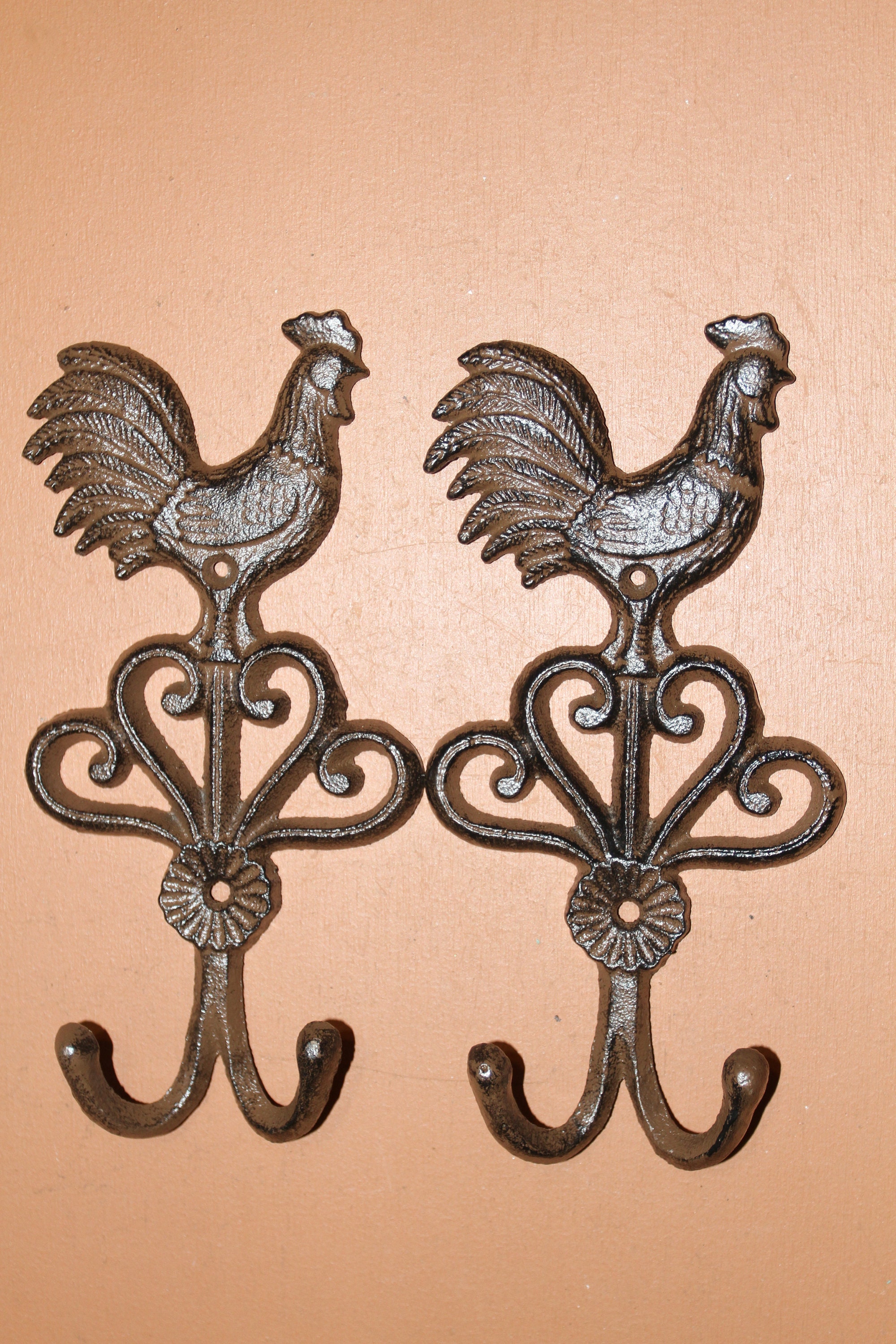 CHICKEN, Large, Double Wall Hook, Country Decor, Farm Decor, Home