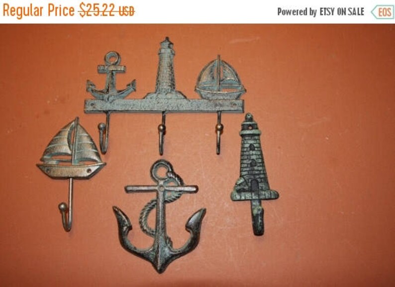4 Nautical Wall Hooks Seaview Sailing Wall Decor Sailboat Etsy