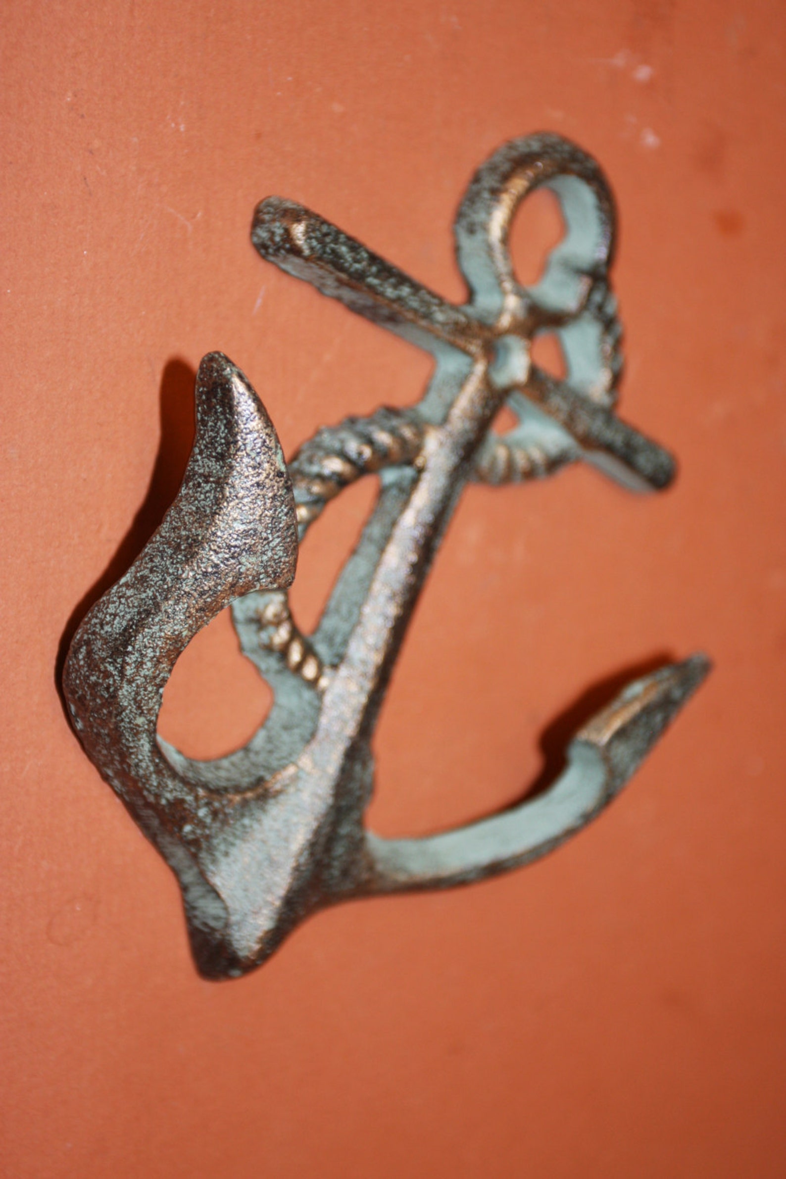 2 ANCHOR Wall Hooks Free Shipping Cast Iron Bronzelook Etsy