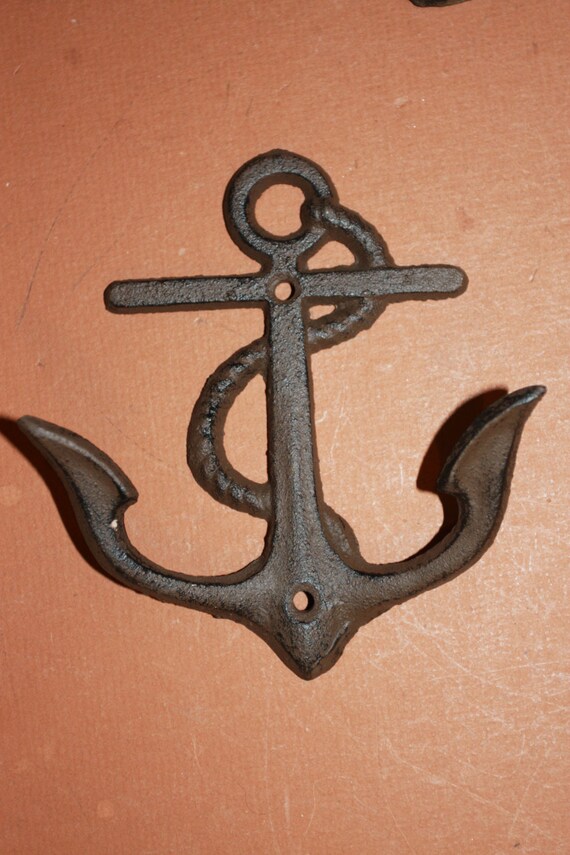 4 pcs Vintagelook cast iron anchor wall hooks free Etsy