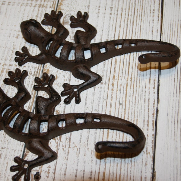 Large Lizard Wall Hooks, Bathroom Towel Hooks, Cast Iron Free Shipping, H-08