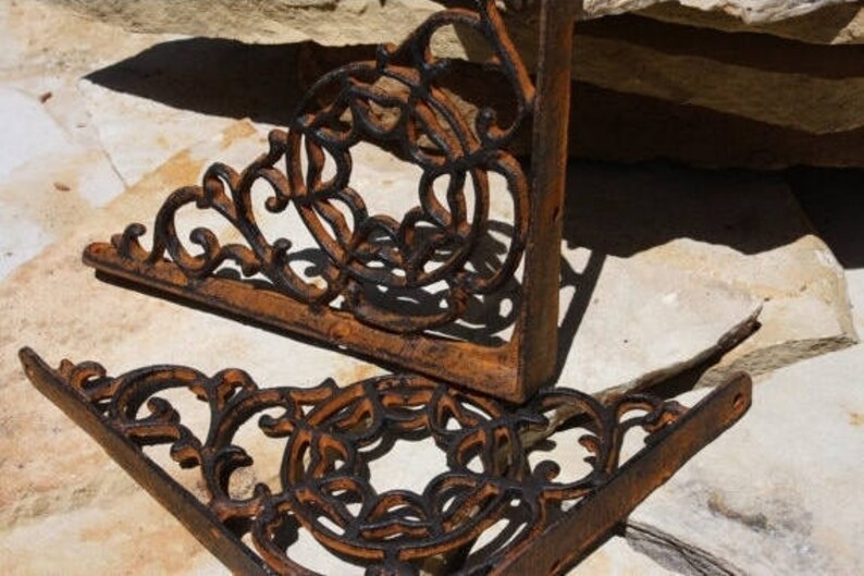 2 Pcs Rustic Country Kitchen Wall Shelf Brackets Cast Iron Etsy