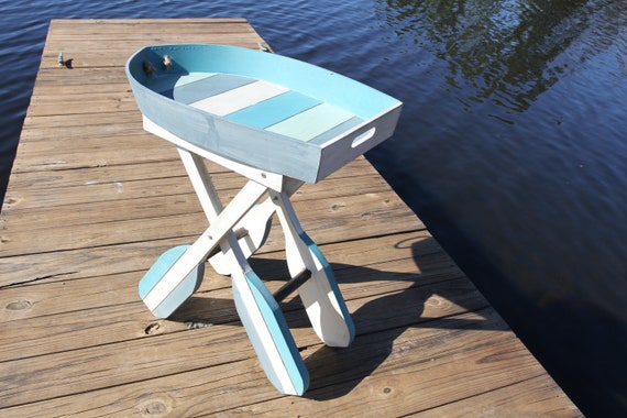 NEW Item Weathered Look Two Toned Folding Boat Table, Beach Living
