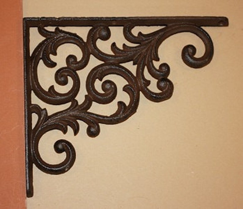 Set of 2 Cast Iron Shelf Brackets NewAntique-Look Fancy 9 1//2/" x 9 1//2/" Hangers