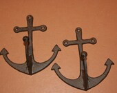 Sailor Maritime Ocean Theme Bathroom Decor, Anchor Wall hooks, Solid Cast iron, Anchor Towel Hooks, Anchors, Free Shipping, H-79