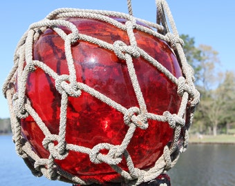 14 Red Netted Glass Fishing Float, Used, Vintage, Nautical Home  Collection, Ships Free # 2