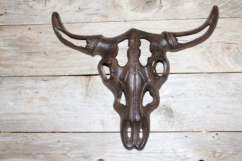 Buffalo Cast Iron Skull Westren Wall Decor Free Ship H130 Etsy