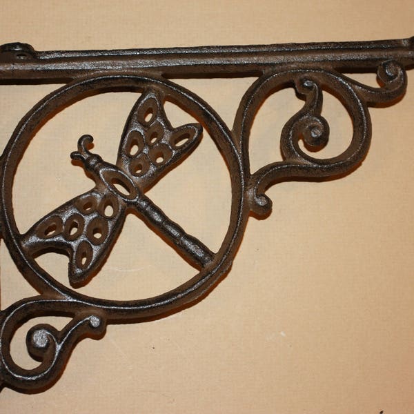 Cast Iron Antique Style Dragonfly Shelf Brackets, Garden Braces, Country Garden Dragonfly Decor, Free Ship ,B-10