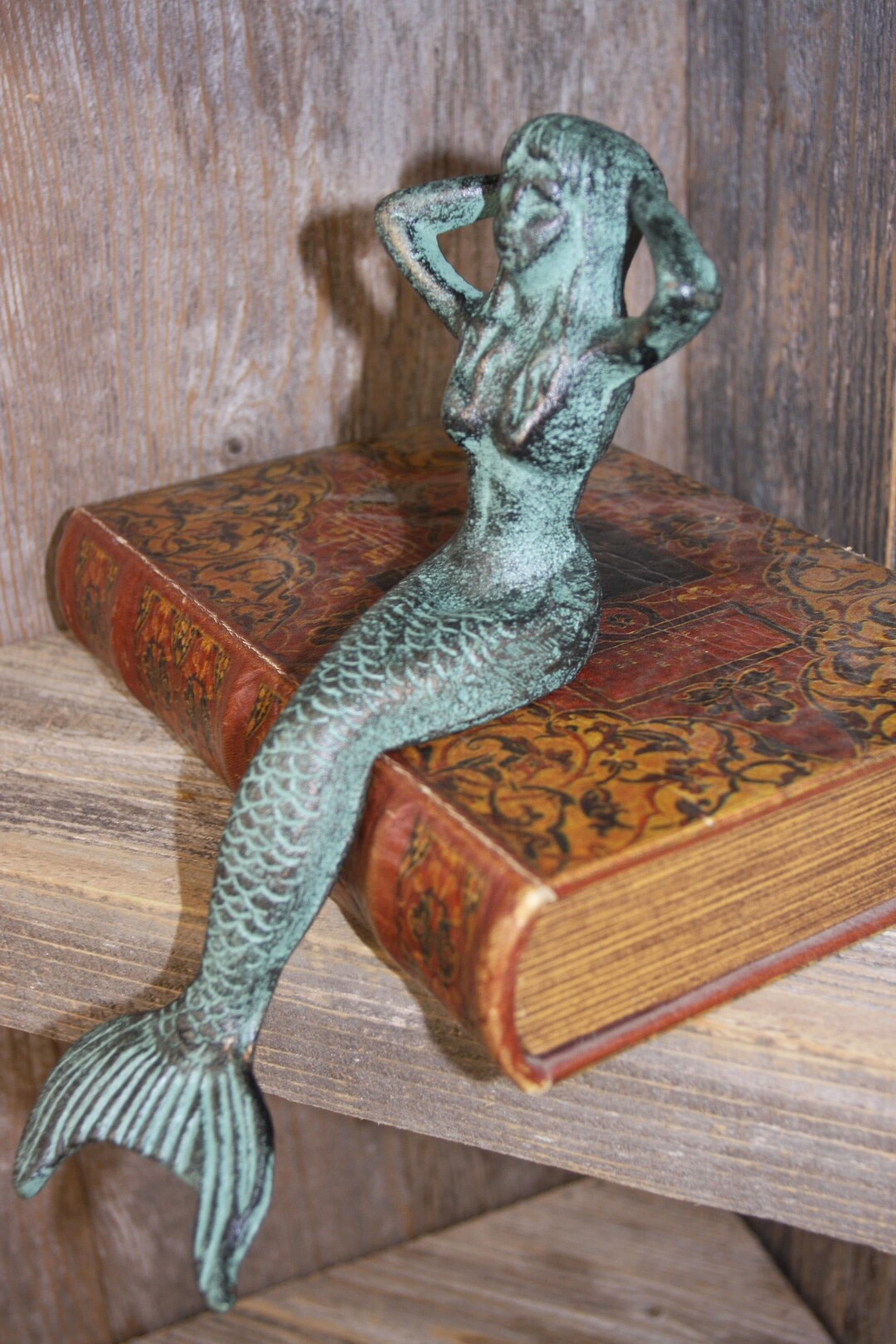 Girls Room Decor Cast Iron Mermaid Shelf Sitter, Gift, 11 Long, Free