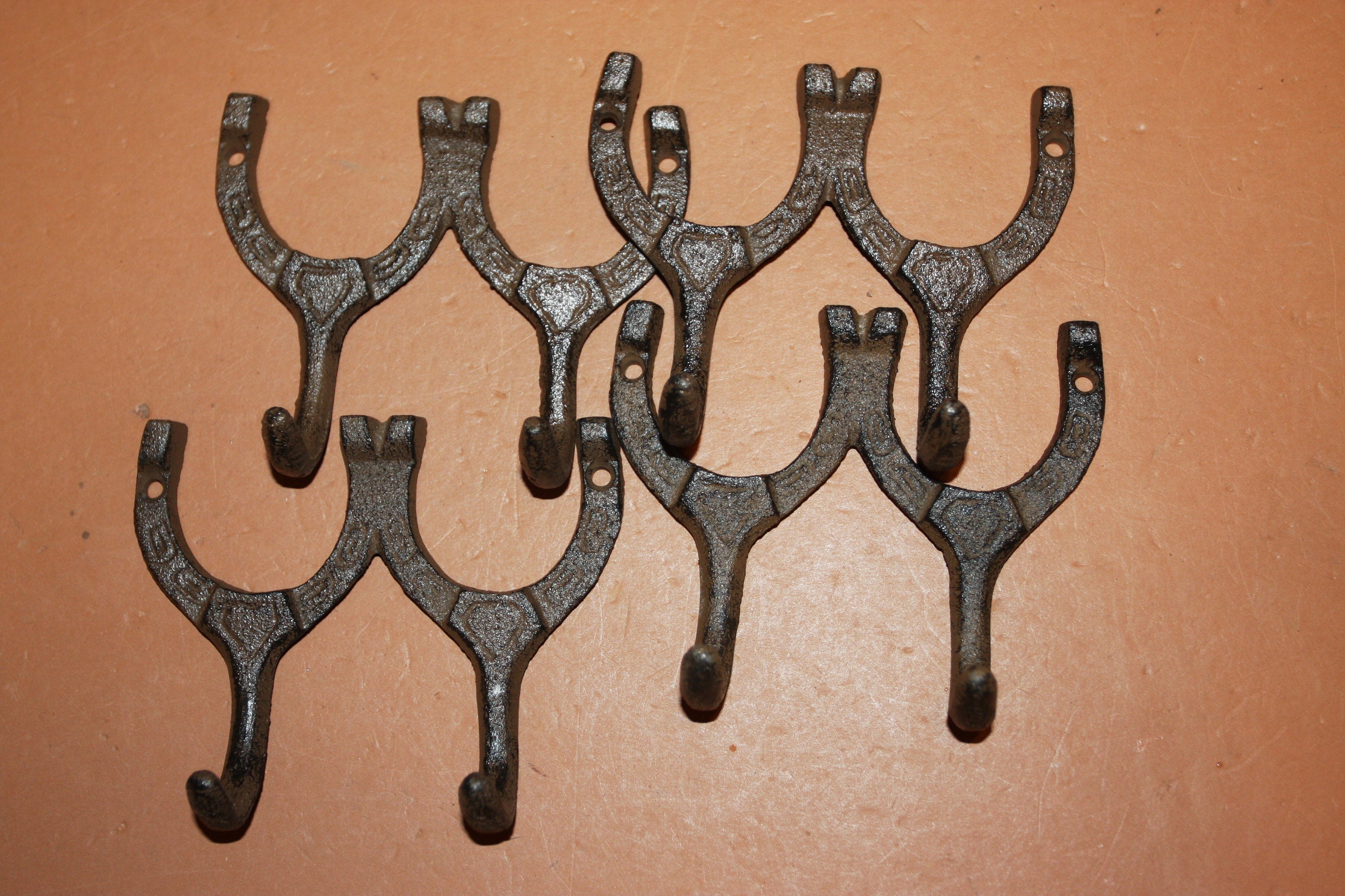 Double Horse Shoe Wall Hooks Cast Iron Free Shipping W9 Etsy España