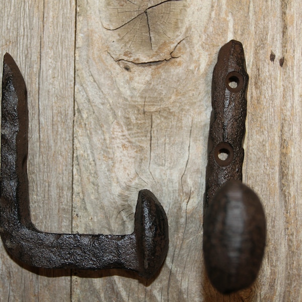 Rustic Railroad Spike Wall Hooks, Man Cave - Hobby Room Decor, Hanging Storage, Tool Shed Hooks, Rail Road Decor, Curtain Tie Backs - H-81