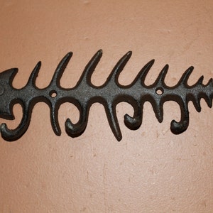 Metal Fishbone Wall Key or Hat Rack Cabin Decor Fishing Gift Metal Fishbone Wall Key or Hat Rack Cabin Decor Fishing Gift
