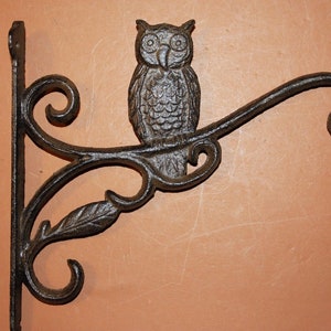 Horned Owl Plant Hanger , 9 inches, Cast Iron, Free Ship, B-51