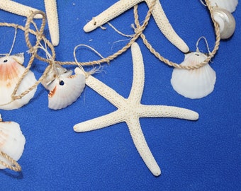 Seashell And Starfish Garland, Beach Home Decor, Free Ship G-94