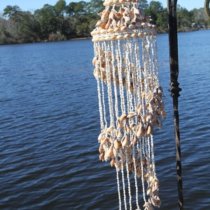Large Upscale Wind Chime - Natural Shells - Chunky Seashells- Spiral Cascading Wind Chime- Mothers Day Gift - Hanging Decor- G-22