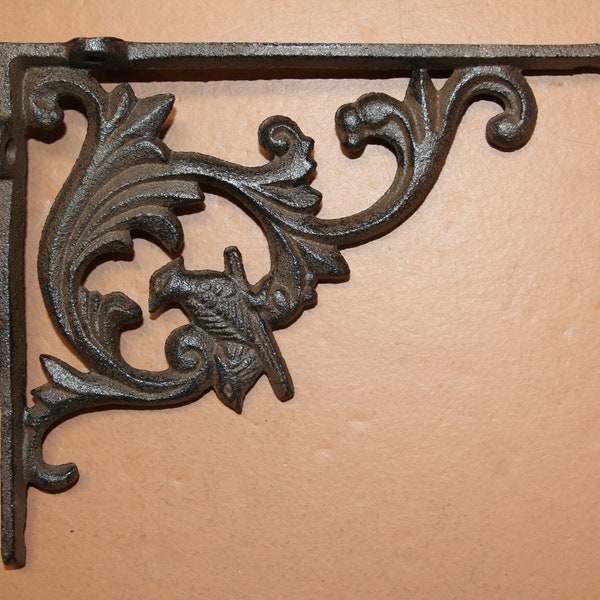 New Bird Design Cast Iron Ornate Shelf Bracket- Book Case- Shelving- Garden And Home Remodel Supply- Mailbox Accent- Home Storage-  B-16A