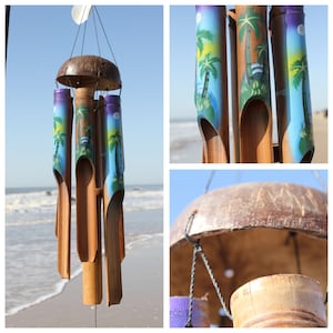 Pineapple Coconut Tree Wind Chimes Solar Wind Chime Garden Decor Summer sea  Wind Chime Interesting Gifts for mom Family Friends.