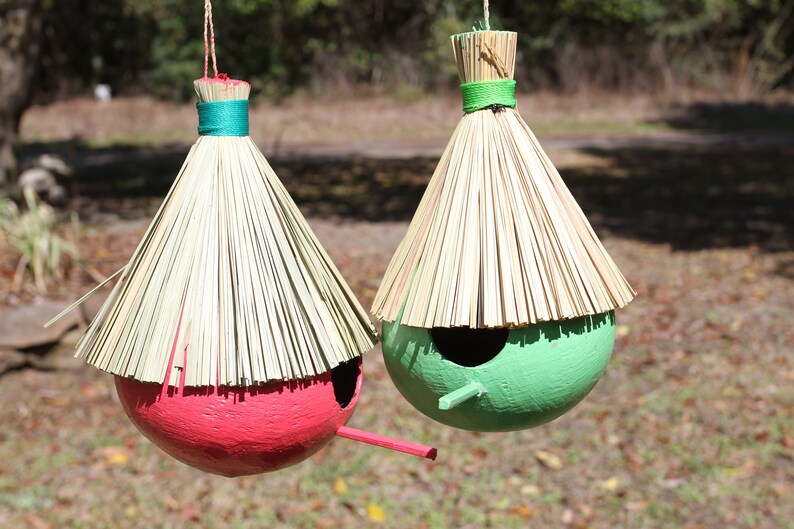 Easter Green Coconut Tiki Birdhouse Hot Pink Free Ship Tropical Yard Decor