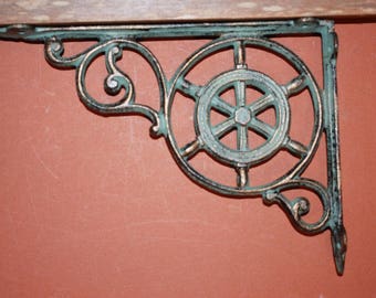 Nautical Design Shelf Brackets, Antique Style Boat Decor, Cast Iron, Free Ship B-31