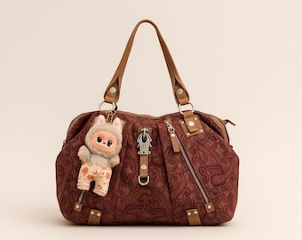 George Gina & Lucy Vintage Brown Floral Canvas Shoulder Bag – Boho Designer Purse