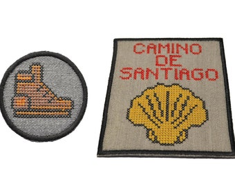 Camino de Santiago Cross Stitch Walking Boots Patches