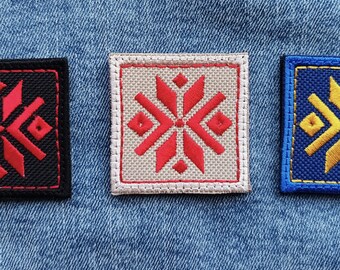 Latvian Symbol Sign Embroidery Auseklis Iron-On Hook and loop Baltic Travel Gift Patch