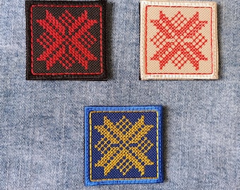 Latvian Symbol Sign Embroidery Auseklis Iron-On Hook and loop Baltic Travel Gift Patch