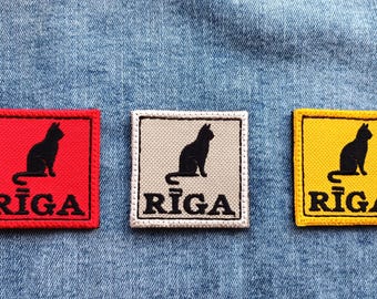 Latvia Riga Cat Embroidered Iron-On Hook and loop Baltic Travel Gift Patch