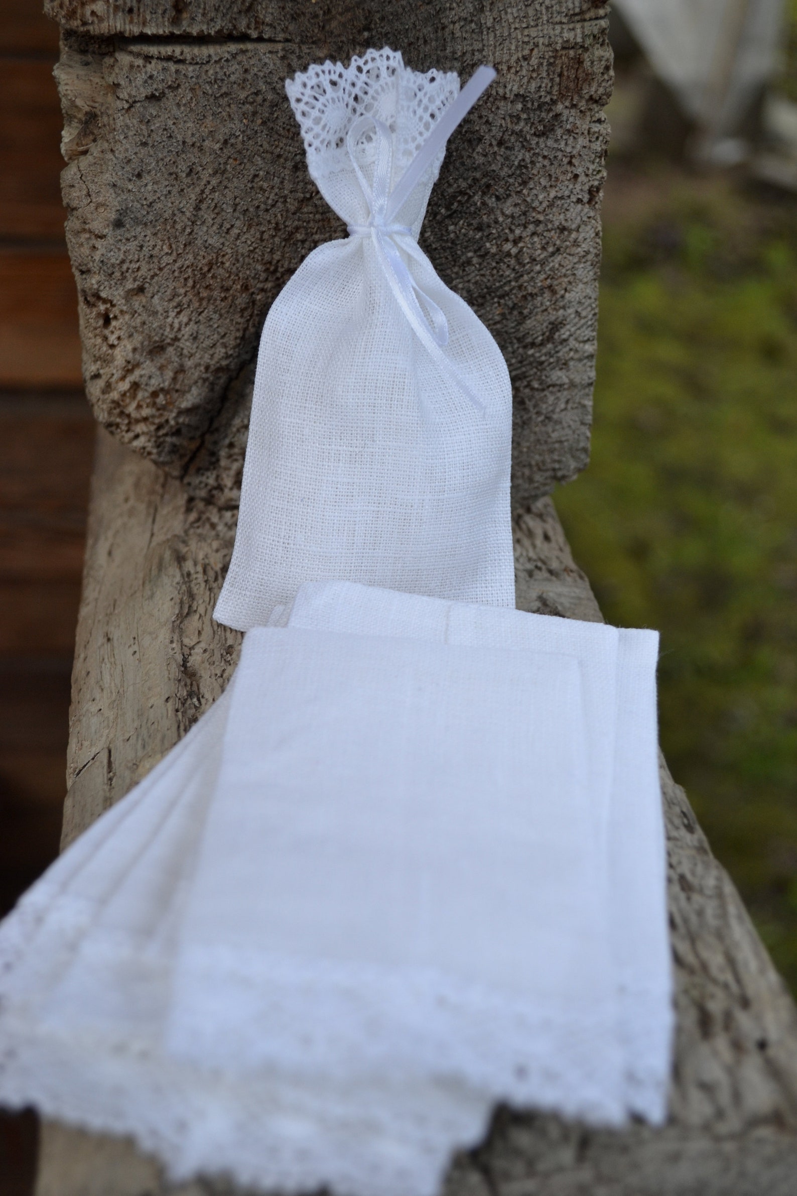 Set of 10 Bags White Linen Lavender Bags With Laces Gift Bags Etsy