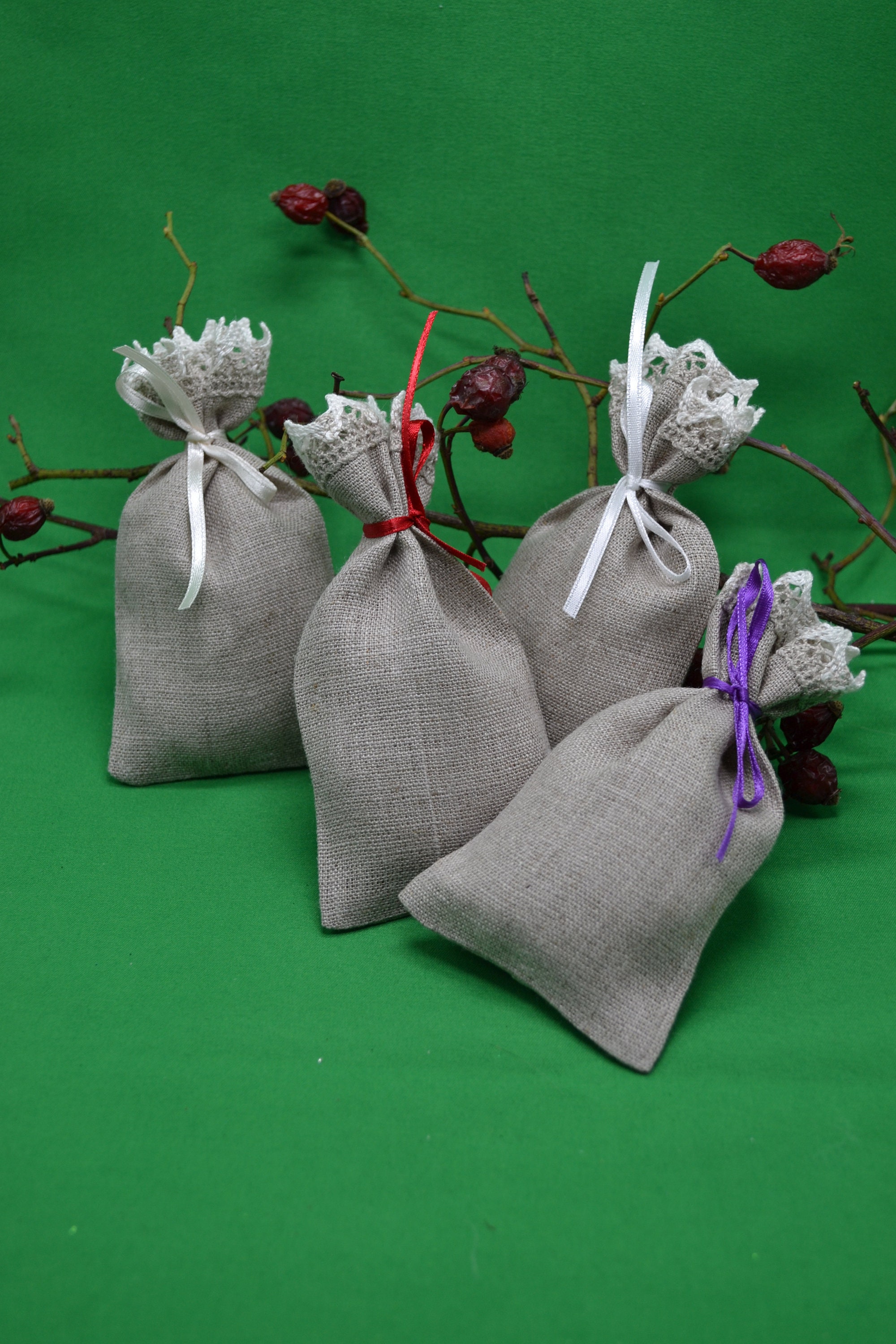 Set of 20 Bags Gray Linen Lavender Bags With Laces Gift Bags Etsy Polska