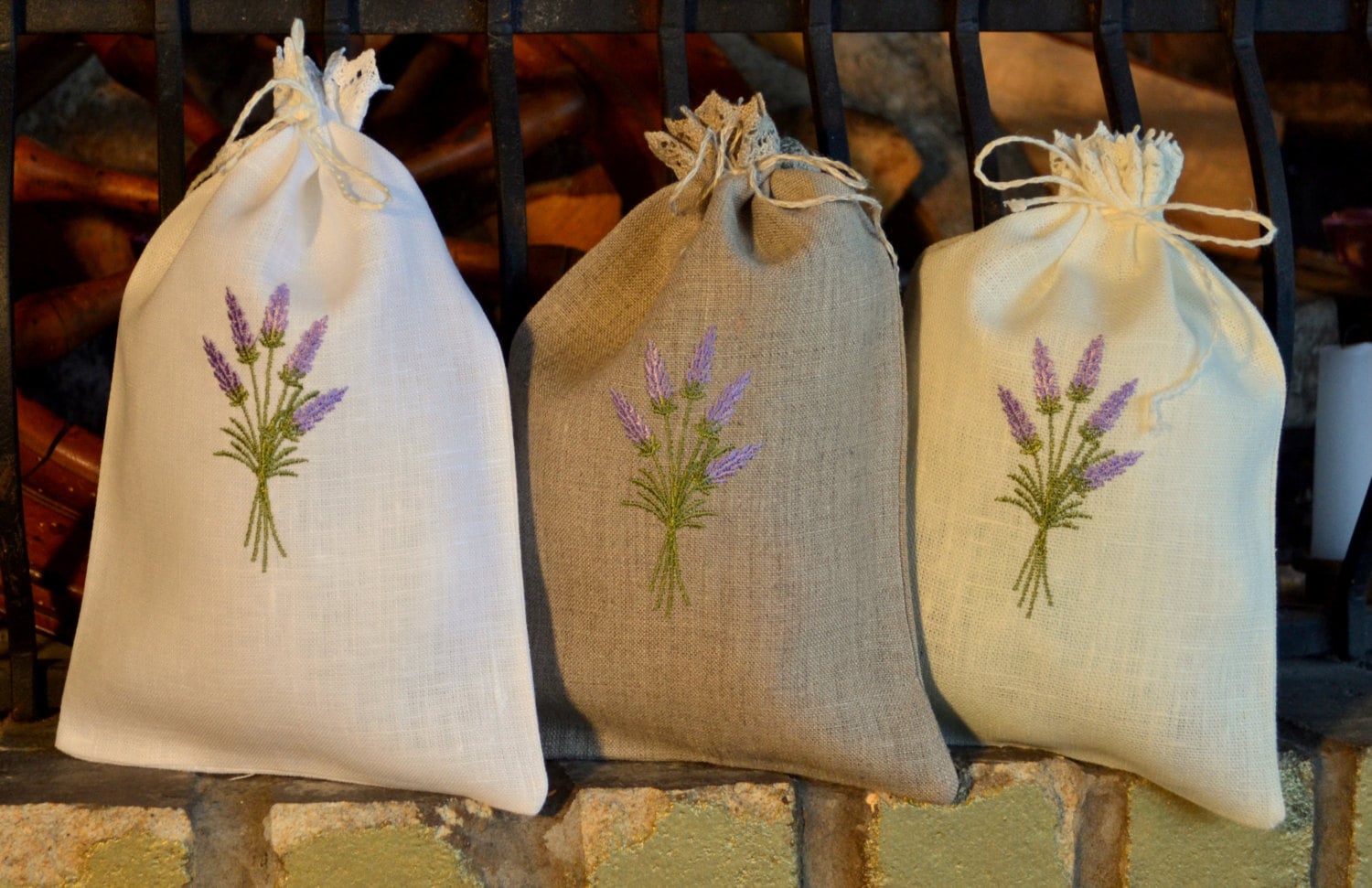 White Gray Beige Natural Linen Gift Herb Present Wedding Bag - Etsy