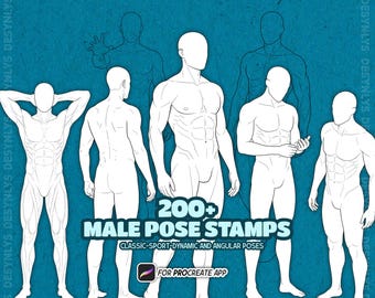 Mais de 200 poses masculinas para Procreate | Poses realistas de anatomia masculina
