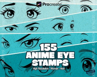 155 Anime Augen Stempel für Procreate - Manga Augen Pinsel Set hochauflösend