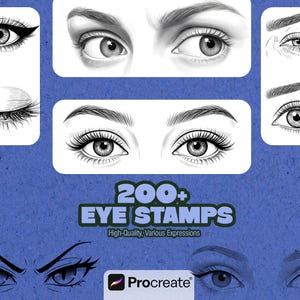200+ Eye Stamp Brushes for Procreate | Realistic Eyes + Anime Cartoon Eye Stamps