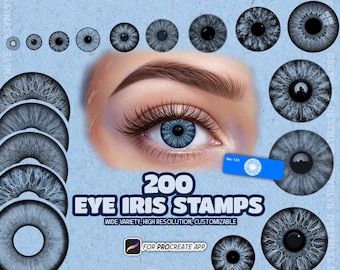 200 Auge Iris Stempel Procreate Realistische Iris Pinsel Portrait Art Fantasy Augen Zeichnung Kit