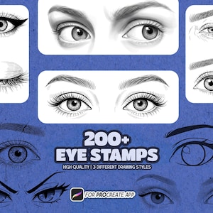 200+ Eye Stamp Brushes for Procreate | Realistic Eyes + Anime Cartoon Eye Stamps